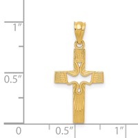14K Yellow Gold Dove Cross Pendant view 3