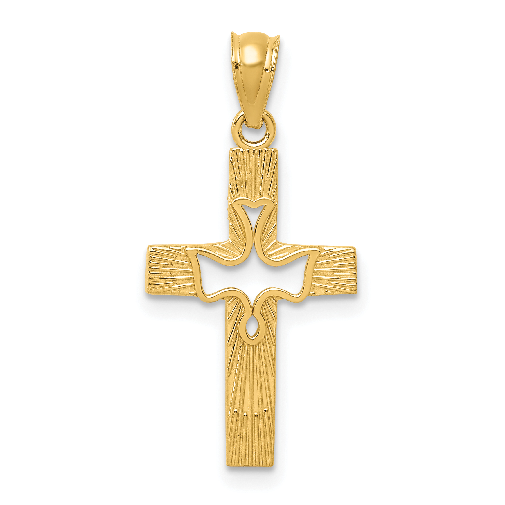 14k Dove Cross Pendant (REL122)