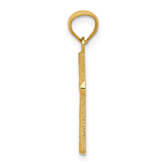 14k Diamond-cut Cross Pendant