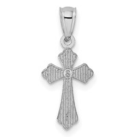 14K White Gold Budded Cross Charm view 3