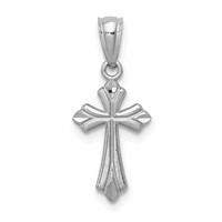 14K White Gold Budded Cross Charm view 1
