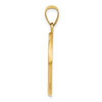 14K Yellow Gold Polished and Satin Hollow Saint Christopher Medal Round Pendant view 2