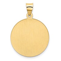 14K Yellow Gold Polished and Satin Hollow Saint Christopher Medal Round Pendant view 3