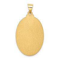 14K Yellow Gold Polished and Satin Hollow Saint Christopher Medal Oval Pendant view 4