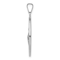 14K White Gold Polished and Satin Solid Saint Jude Thaddeus Medal Round Pendant view 2
