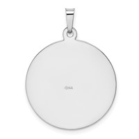 14K White Gold Polished and Satin Solid Saint Jude Thaddeus Medal Round Pendant view 4