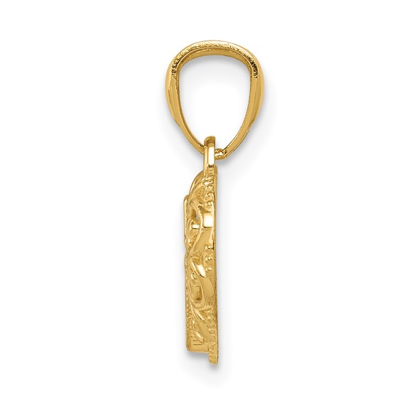 14k and White Rhodium Cross in Filigree Heart Pendant