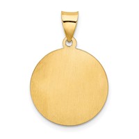 14K Yellow Gold Polished and Satin Hollow Confirmation Pendant with Cross Medal Round view 3