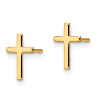 14K Yellow Gold Polished Cross Post Earrings view 2