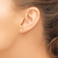 14K Yellow Gold Polished Cross Post Earrings view 3