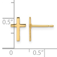 14K Yellow Gold Polished Cross Post Earrings view 4