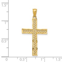 14K Yellow Gold Diamond-cut Filigree Cross Pendant view 4