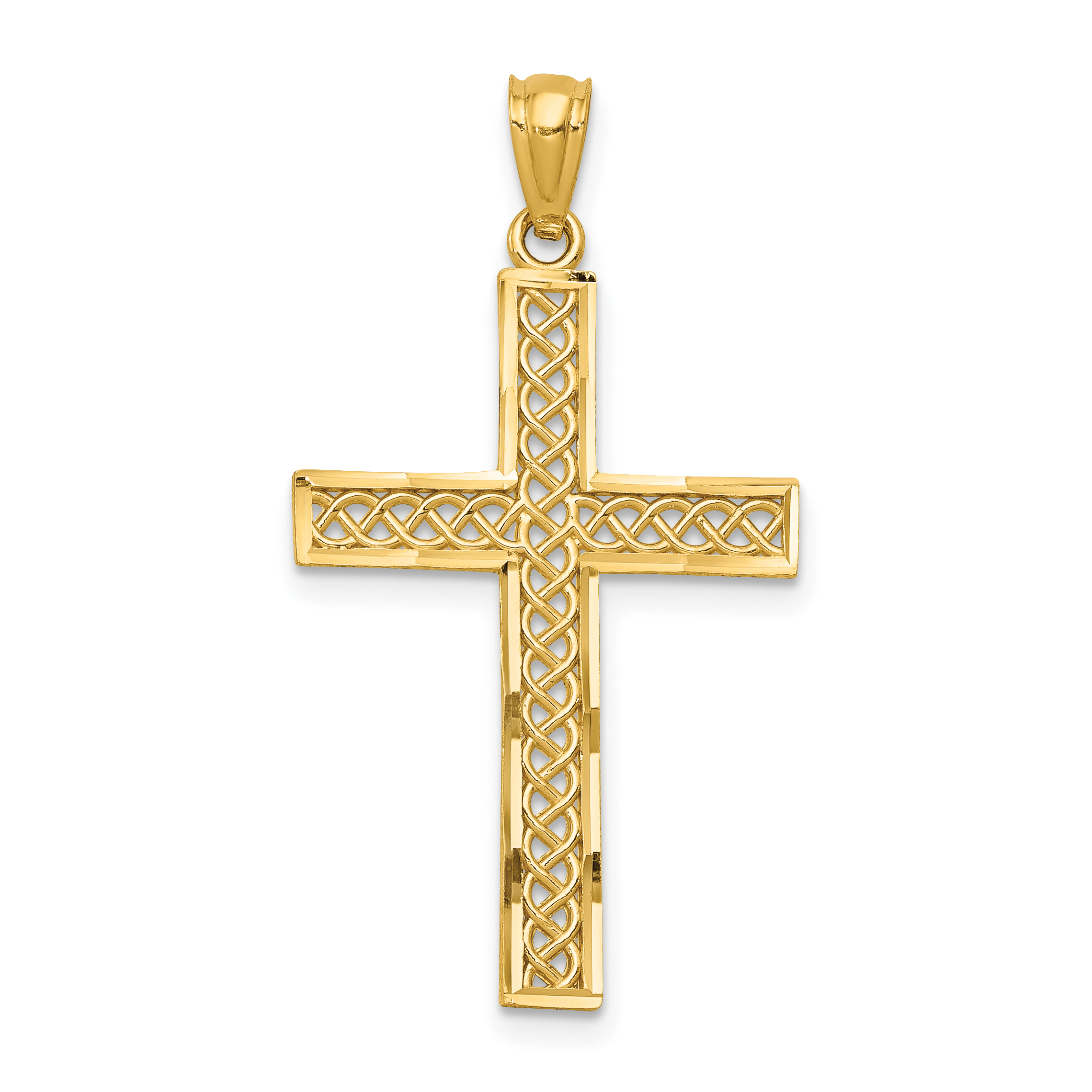 14k Diamond-cut Filigree Cross Pendant (REL71)