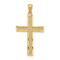 14K Yellow Gold Diamond-cut Filigree Cross Pendant view 1