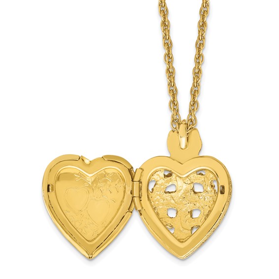 SOF Gold-tone 18in Red and Clear Crystal Sacred Heart Cross Locket Necklace