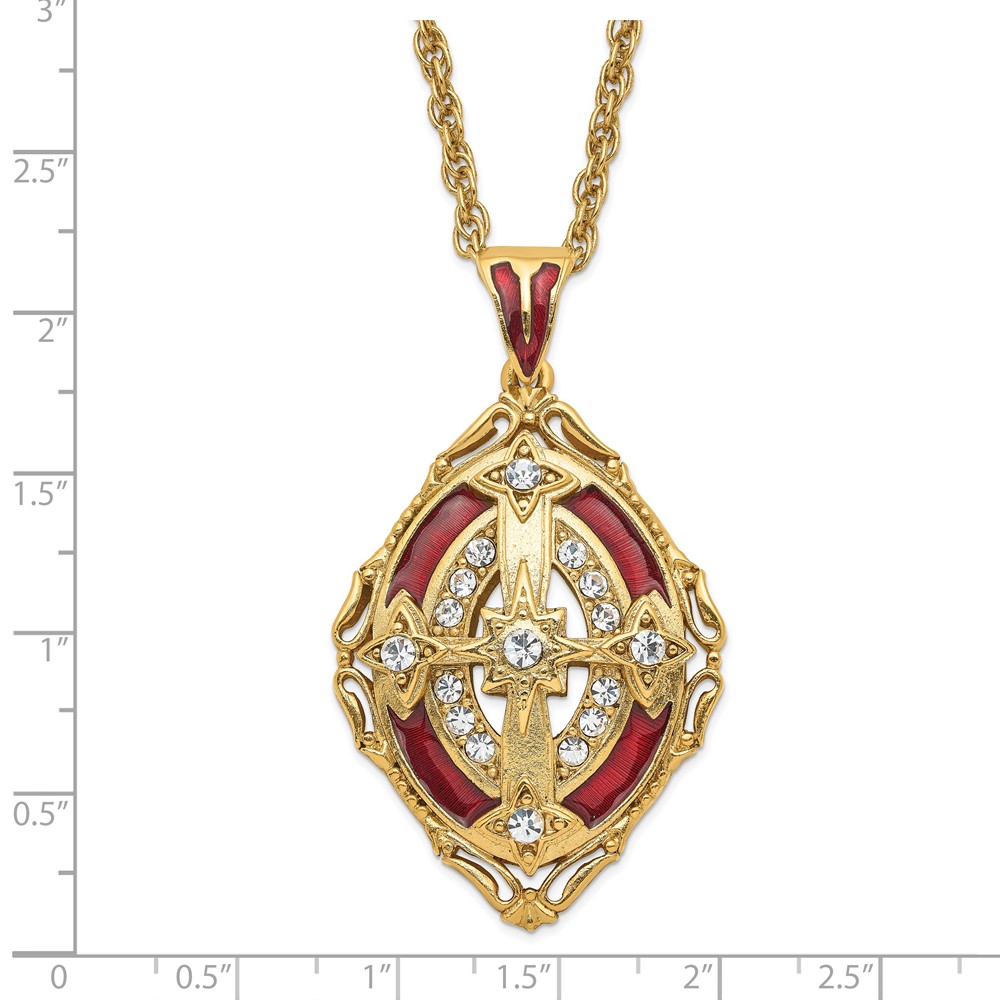 30" Gold-Tone Synthetic Crystal Red Enameled Cross Necklace | eBay