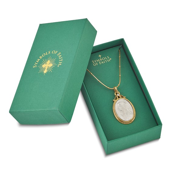 SOF Gold-tone and Silver-tone Crystal and Mary Miraculous Medal 20in Neckla