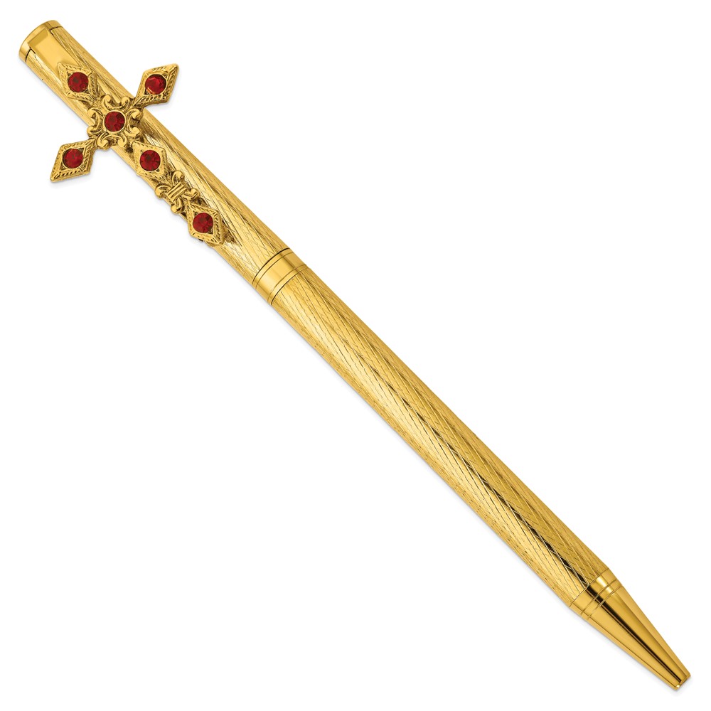 Symbols of Faith Gold-tone Red Crystal Cross Pen