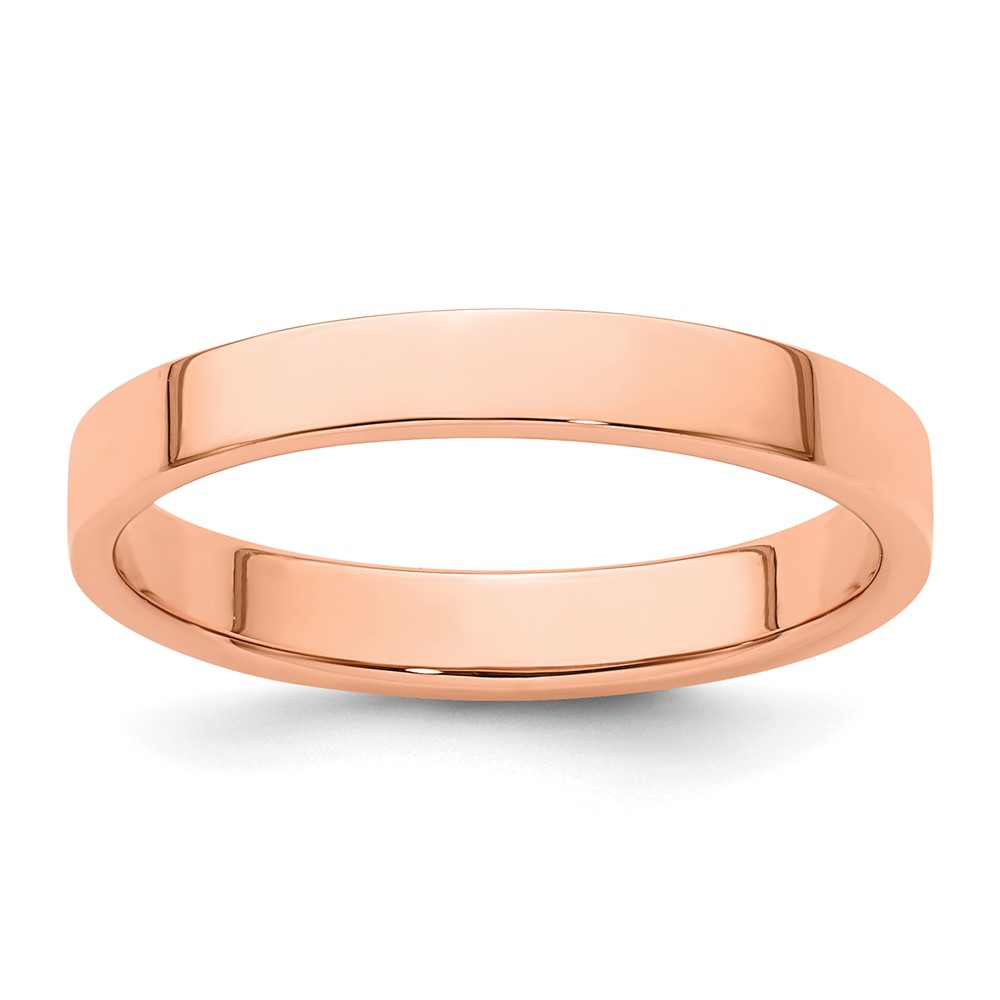14k Rose Gold 3mm Lightweight Flat Wedding Band Size 5.5 (RFLL030-5.5)