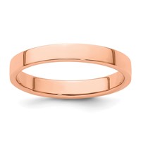 14K Rose Gold 3mm Lightweight Flat Wedding Band view 1