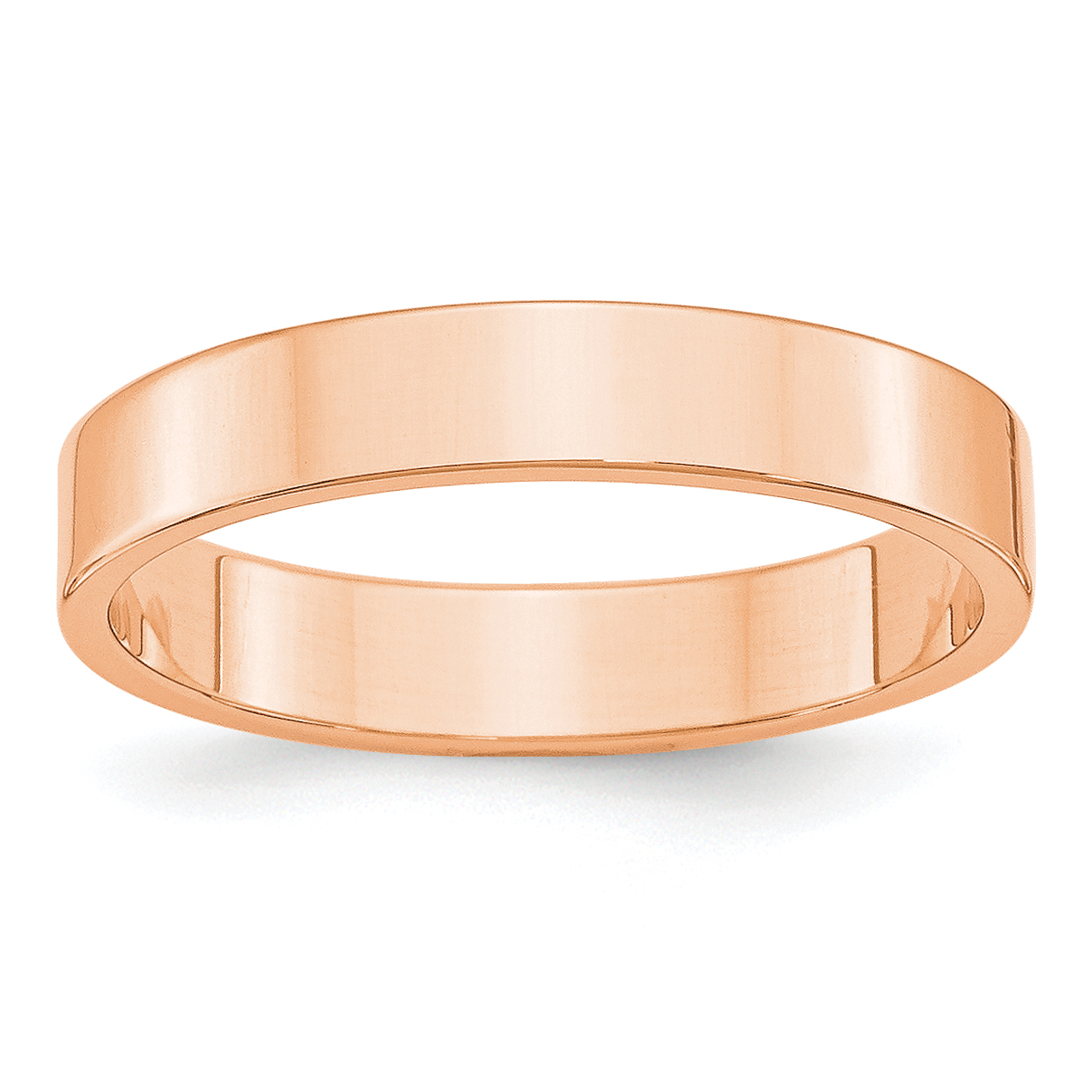 14k Rose Gold 4mm Lightweight Flat Wedding Band Size 7.5 (RFLL040-7.5)