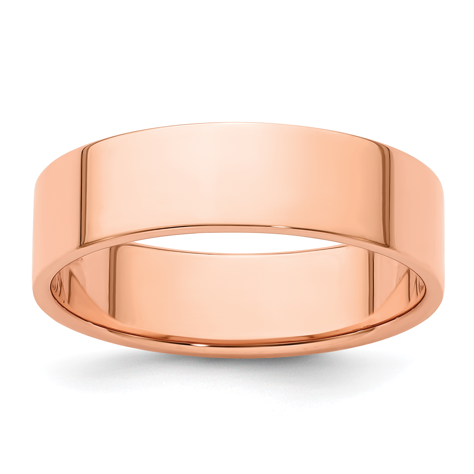 14k Rose Gold 6mm Lightweight Flat Wedding Band Size 10 (RFLL060-10)