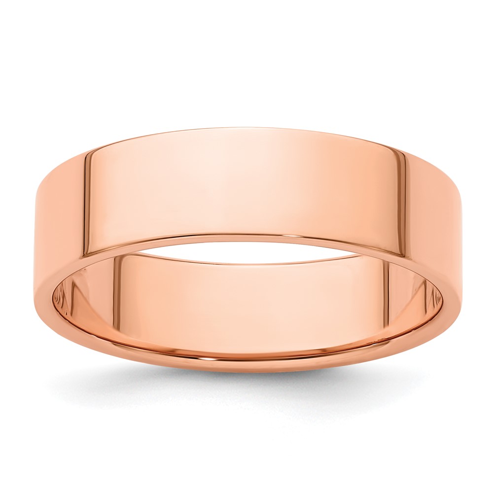 14K Rose Gold 6mm Lightweight Flat Wedding Band