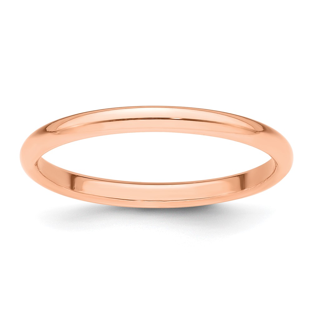 14k Rose Gold 2mm Half-Round Wedding Band Size 4.5 (RHR020-4.5)