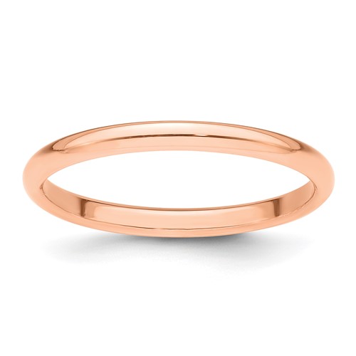 14K Rose Gold 2mm Half-Round Wedding Band, Size 4