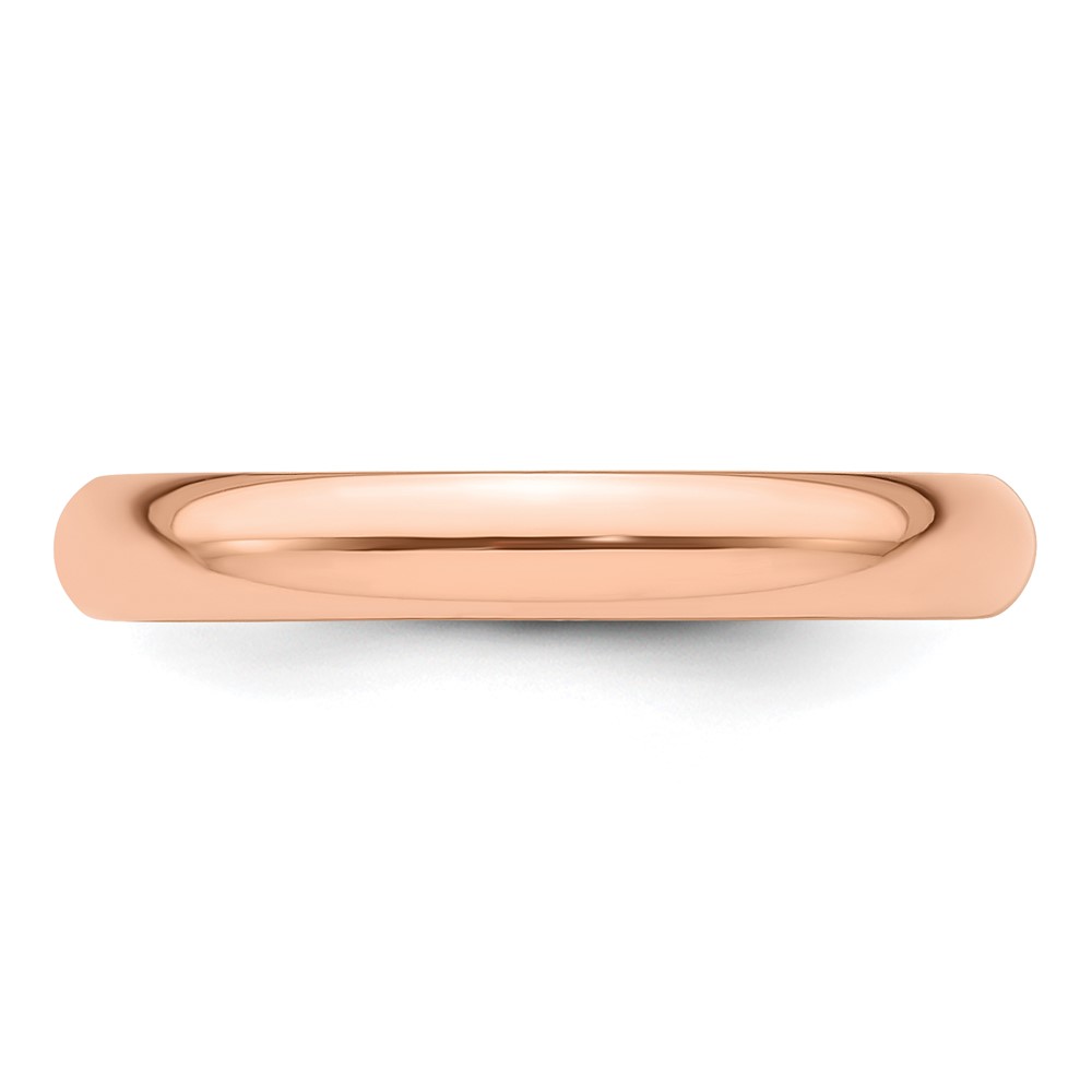 14k Rose Gold 3mm Half Round Wedding Band Size 9 (RHR030-9)