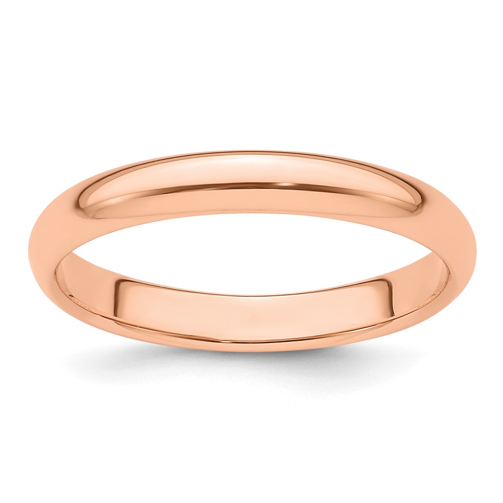 14k Rose Gold 3mm Half Round Wedding Band Size 9 (RHR030-9)