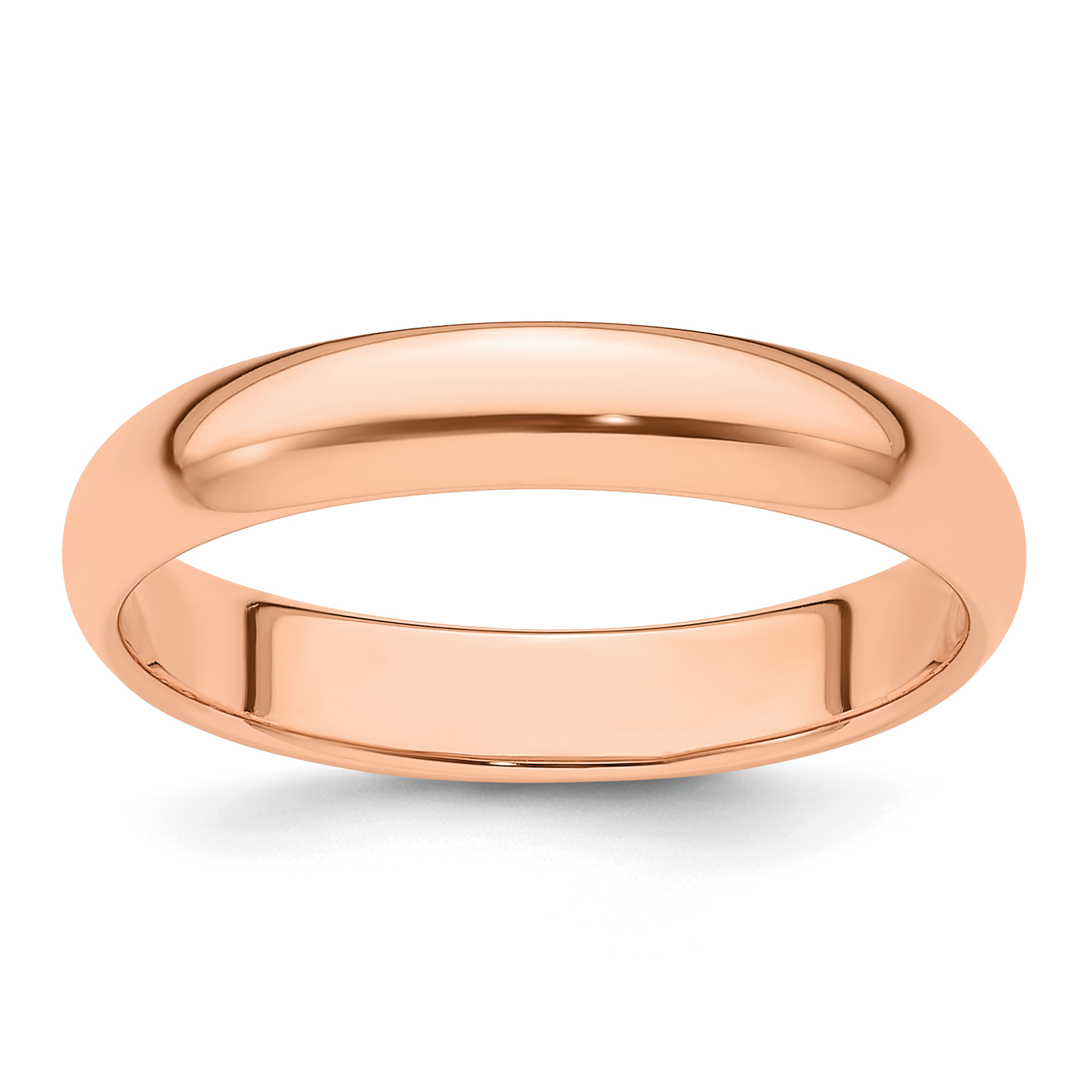 14k Rose Gold 4mm Half-Round Wedding Band Size 5 (RHR040-5)