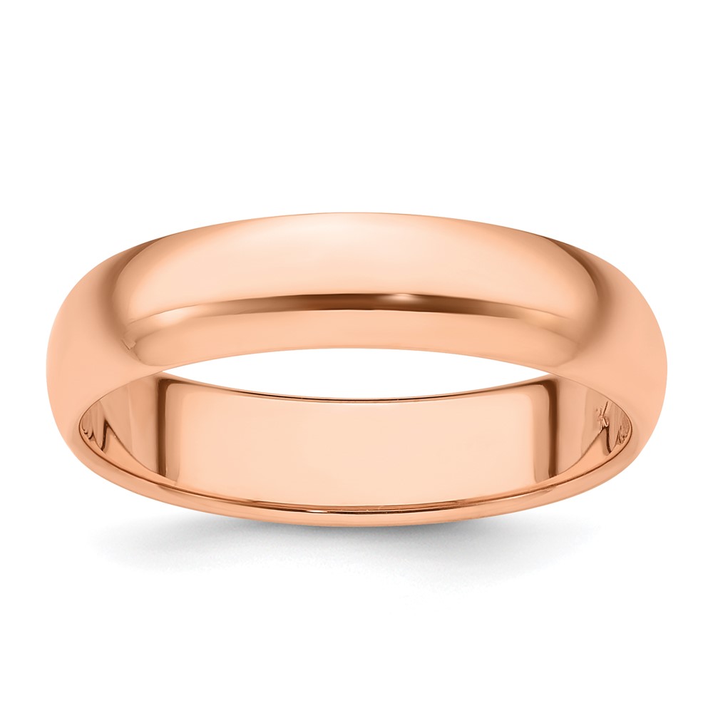 14K Rose Gold 5mm Half-Round Wedding Band - Size 7