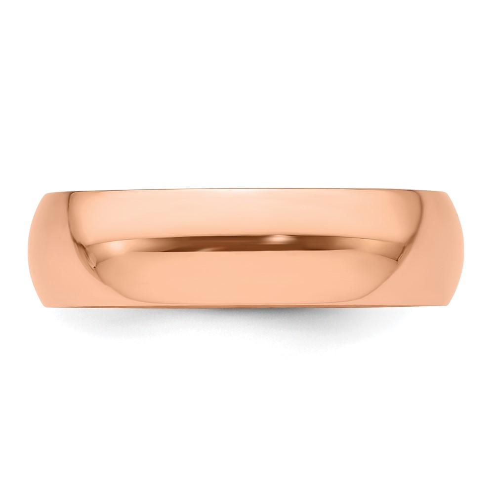 14k Rose Gold 6mm Half Round Wedding Band Size 10 (RHR060-10)