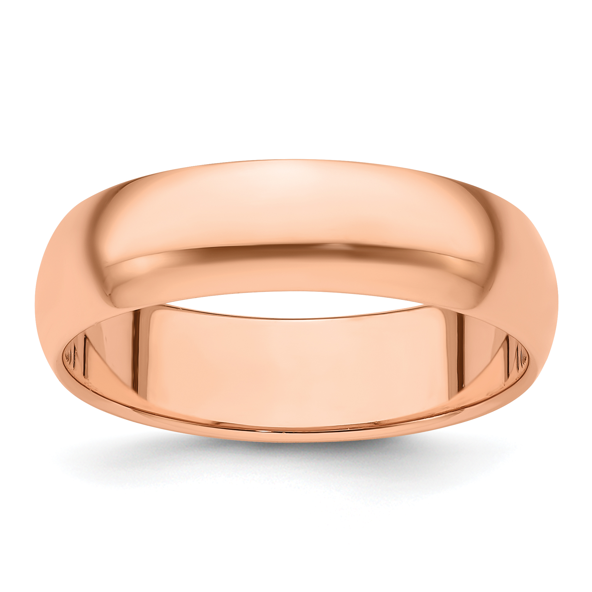14k Rose Gold 6mm Half Round Wedding Band Size 10 (RHR060-10)