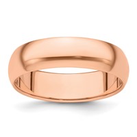 14K Rose Gold 6mm Half-Round Wedding Band view 1