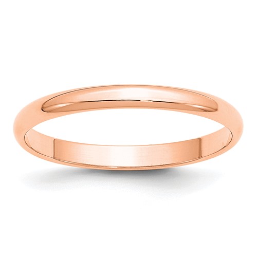 14K Rose Gold 2.5mm Ltw Half Round Band, Size 6