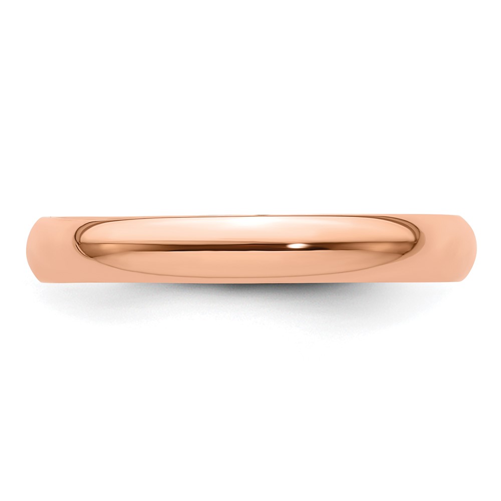 14k Rose Gold 3mm Lightweight Half Round Wedding Band Size 11 (RHRL030-11)