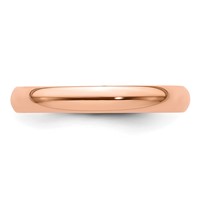 14K Rose Gold 3mm Lightweight Half Round Wedding Band view 4