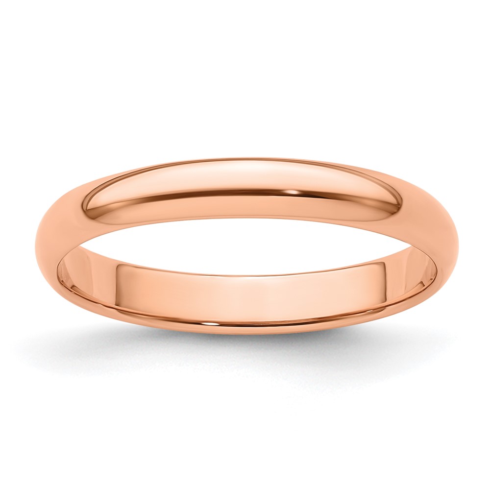 14k Rose Gold 3mm Lightweight Half Round Wedding Band Size 7.5 (RHRL030-7.5)