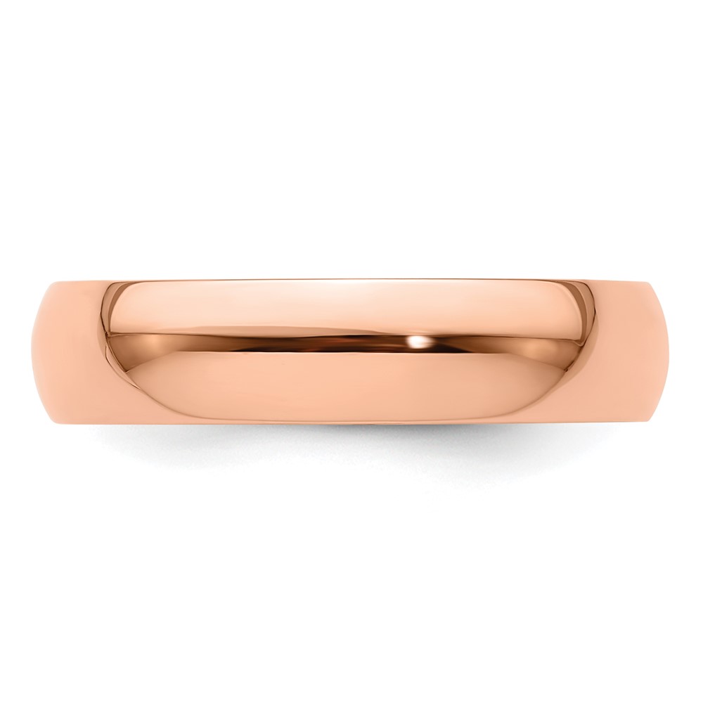 14k Rose Gold 5mm Lightweight Half Round Wedding Band Size 6 (RHRL050-6)