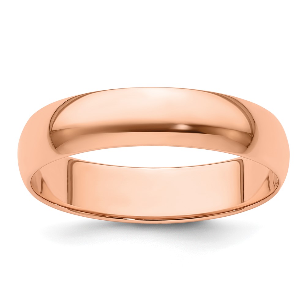 14k Rose Gold 5mm Lightweight Half Round Wedding Band Size 8.5 (RHRL050-8.5)