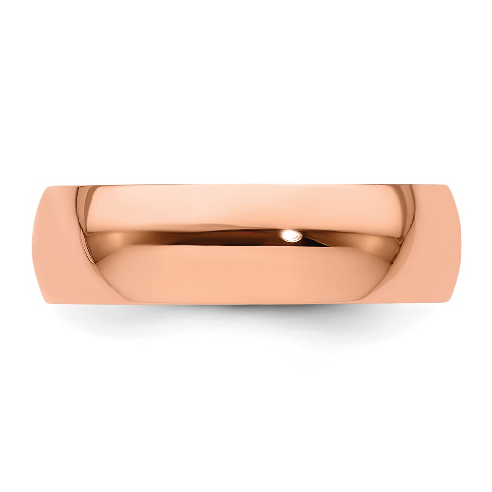 14k Rose Gold 6mm Lightweight Half Round Wedding Band Size 9 (RHRL060-9)