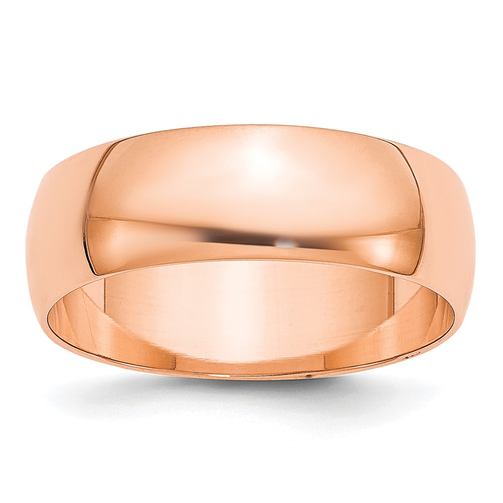 14k Rose Gold 6mm Lightweight Half Round Wedding Band Size 10 (RHRL060-10)