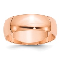 14K Rose Gold 7mm Ltw Half Round Band view 1