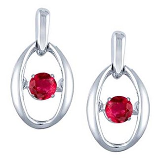 SS Earrings with Synthetic Ruby 2 =1/3 ct
