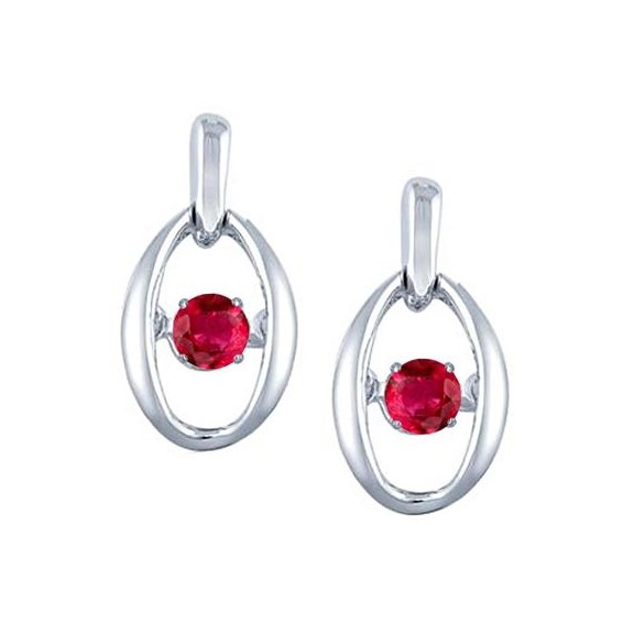 SS Earrings with Synthetic Ruby 2 =1/3 ct