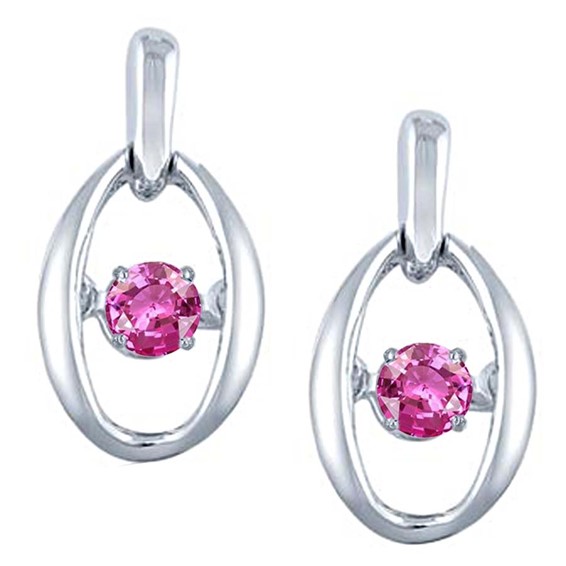 SS Earrings with Synthetic Pink Sapphire 2 = 1/3c