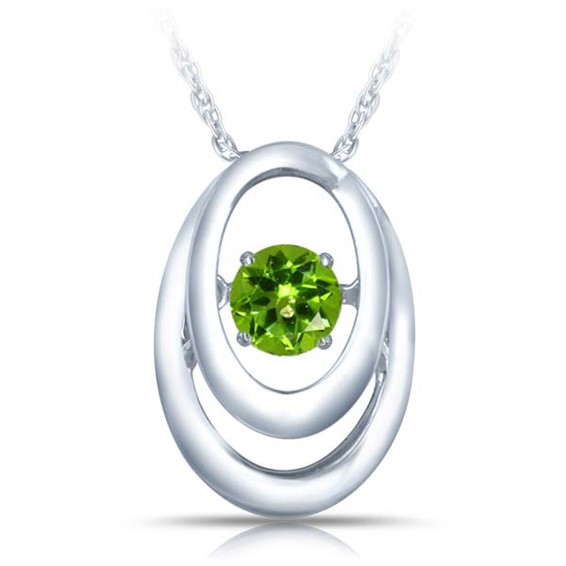 SS Pendant with Green Peridot 1=1/3 ctw W/chain