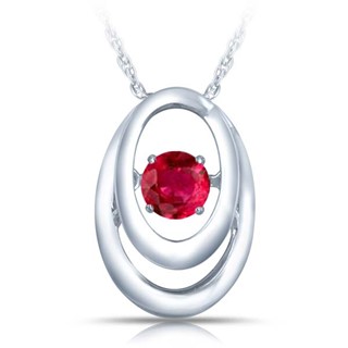 SS Pendant with Synthetic Ruby 1=1/4 ctw W/chain